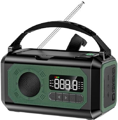 Cosiki Self Powered NOAA AM/FM/WB Radio Solar Emergency Hand Crank Weather Radio Portable Power Bank, SOS Alarm & Flashlight for Indoor Outdoor Emergencies (Black) (Orange) (Darkgreen)