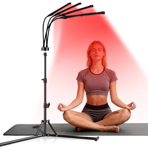 Hottoerak Red Lights, 32W Upgraded Red Light with 180 LED, 660nm & 850nm & 940nm 3 in 1 Chips Infrared Light, Adjustable Height & Flexible Gooseneck & 10/20/30Min Timer for Home