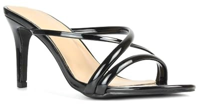 Women's Heeled Sandals Ladies Stiletto Mid High Heel Slip On Party Strappy Evening Mule Shoes Size 3-8
