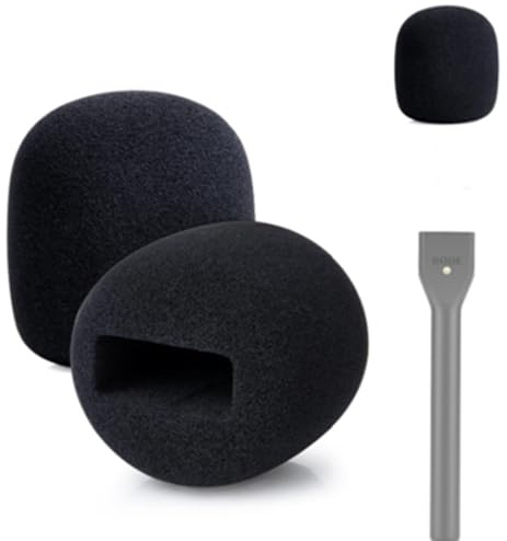 Saidbuds Mikrofon-Schaumstoff-Windschutzscheiben-Schwammabdeckungen für DJI Mic 2, Rode Wireless GO II, kabellos, Schwarz