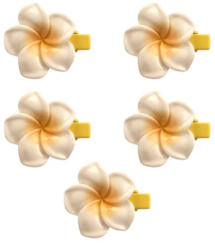 JchEnye Dieci mollette per capelli a forma di fiore di frangipane, mollette a becco mini. Adatte per le donne e per le giovani spose, ideali per le feste e per la spiaggia.