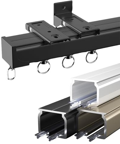 Vorhangschiene 1-läufig Gardinenschiene, Gardinenleiste Gardinenstange Gardinen Vorhänge für Deckenmontage, Vorhang-Deckenschiene mit Abdeckung und Rollen, Angebot Wand & Deckenhalterungen(Frankreich,