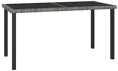 Woonisher Garten-Esstisch Grau 140x70x73 cm Poly Rattan Kunststoff gartentisch wetterfest