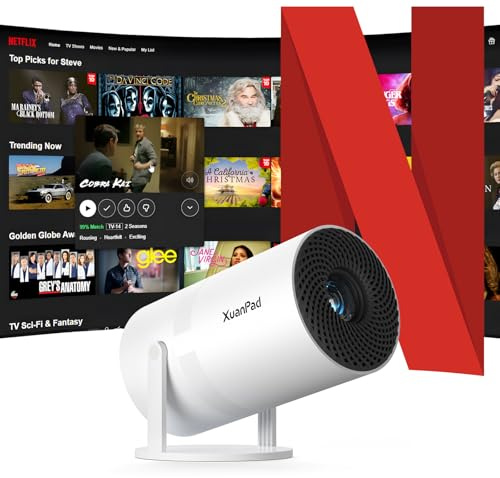 [Netflix Ufficiale e Messa a Fuoco Motorizzata] XuanPad Proiettore, Videoproiettore con Bluetooth e Wifi, Supporta 1080P, Correzione Trapezoidale Automatica, Design Antipolvere e Dissipazione Termica