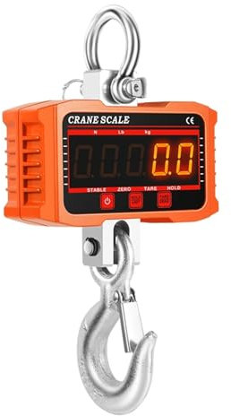 Bilancia da gru digitale, Bilancia elettronica Crance 500KG/1500kg Bilancia industriale con gancio for carichi pesanti N/lb/kg Bilancia sospesa digitale Telecomando 20M(1500kg Orange)