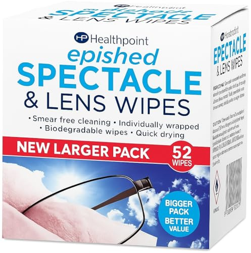 Healthpoint Epished Spectacle Wipes Extra Value Pack 312 Lens Cleaning Wipes for Glasses Sunglasses Phone Screens Tablets Cameras Anti-Streak Quick-Dry Individually Wrapped Disposable Cleaning Wipes
