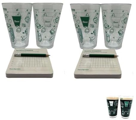 Divertente set di bicchieri da golf a 9 buche su un bicchiere da birra, con 2 bicchieri da pinta, sottobicchieri segnapunti e matita, giochi di birra, regalo unico per uomini e amanti delle bevande (2