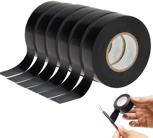 BSTHP Wasserdicht Elektrisches Isolierband, 6 Stück Selbstklebendes Isolierband, Elektriker Klebeband Schwarz für Verdrahtungsprojekte und Reparaturen