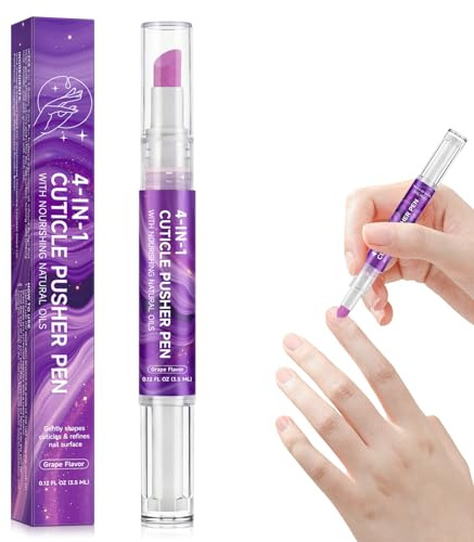 Repousse-cuticules - Crayon d'huile - Forme en douceur les cuticules et affine la surface des ongles - Stylo pour enlever les cuticules - Gommage doux - Arôme de raisin pour les habituelles