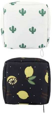 COLLBATH Paquet à Serviettes Hygiéniques Trousse à Cosmétiques Portable Imperméable 2 Pièces, Grand Rangement en Toile Twill