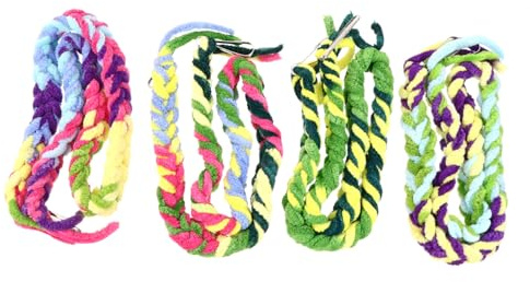 NUOBESTY 4pcs Parrot Climbing Rope and Hamster Exploration Hanging Bridge with Colorful Cotton Rope Swing for Small Birds and Rodents Random Color