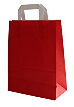 PGV Papiertragetaschen mit Flachhenkel 22 + 10 x 29 cm (50 Stück, ROT)
