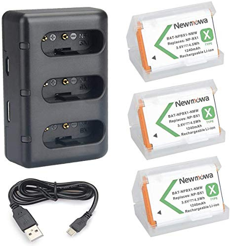 NP-BX1 Newmowa Replacement Battery (3-Pack) and 3-Channel USB Charger Set for Sony NP-BX1 and Sony DSC-RX100,DSC-RX100 II,DSC-RX100M II,DSC-RX100 III,DSC-RX100 IV,DSC-RX100 V/VII,ZV-1,ZV-1 II,ZV-1F