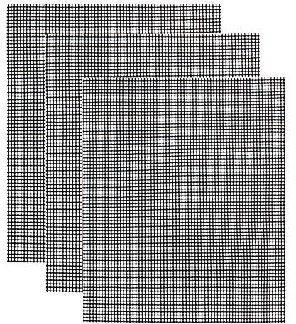Grill Mesh Mat- Non-Stick Cooking Mats for Grilled Vegetables/Fish/Fajitas/Shrimp, Grilling Sheet Liner, Reusable Grill Accessories - Use on Gas, Charcoal, Electric Barbecue (set of 3, black)