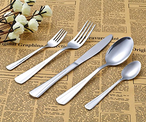 HAC24 60-teiliges Edelstahl Design Besteck Set Essbesteck 12 Personen Besteckset Tafelbesteck