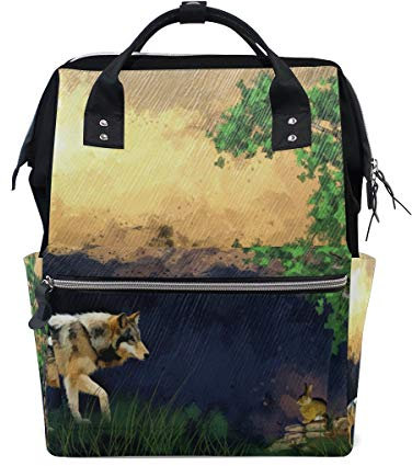 MONTOJ Wolf Sketch Design Canvas Reisetasche Campus Rucksack One Size 5