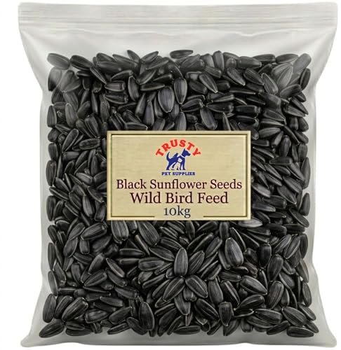 Black Sunflower Seeds for Birds 10kg | Bird Seed & Wild Bird Seed | Bird Seeds for Small Garden Birds | Gold Standard Wild Bird Food | Black Oil Sunflower Seeds | By Trusty Pet Supplies