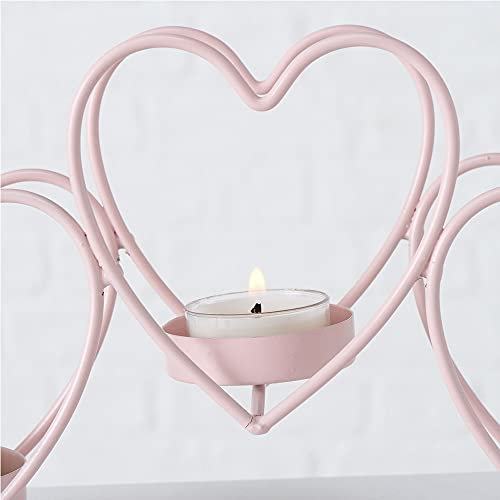 Teelichthalter Herz Eisen hellrosa Taufe Hochzeit Geburtstag H 15 cm L 28 cm