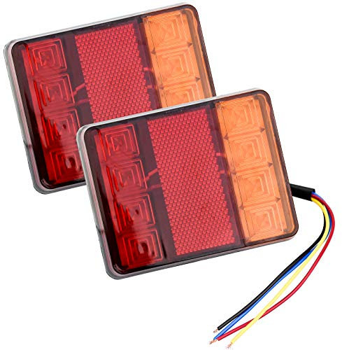 Aprilye 2 Pcs LED Rear Trailer Lights, LED Trailer Lights 12V Universal for Cars RV Trucks - 12 x 9.5 x 2.3cm/ 4.72 x 3.74 x 0.9 inch