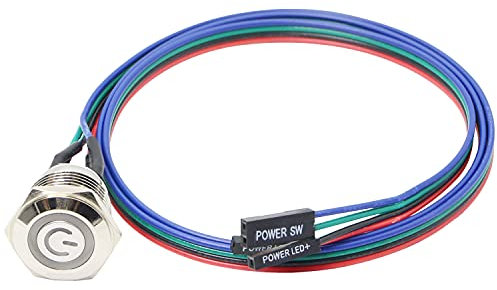 Gehäuseschalter-Host-Metalltaste Computer-Host-Switch-Kabel PC-Gehäuse LED-Netzschalter ATX-Versorgung Ein/Aus-Schalter 60cm - 1 Stück (16mm)