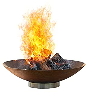 Czaja Feuerschalen Feuerschale Trier Ø 80 cm in Rostoptik mit Edelstahl Ständer für Garten und Terrasse