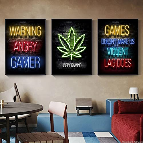 Gaming Gamer Poster Game Art Canvas Painting Hd Print Gamer Room Wall Art Picture for Boys Bedroom Home Decor Frameless 60x80cmx3pcs sin marco