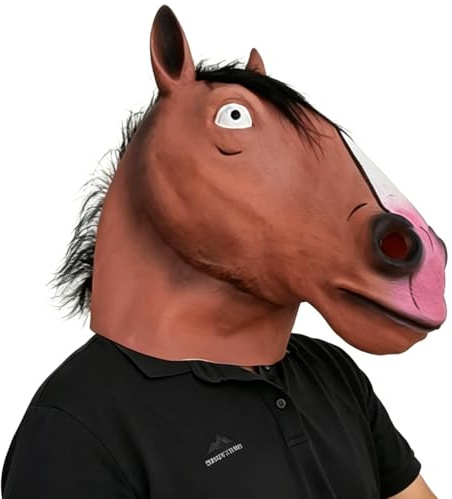 BEESUM Exklusiv ryttare huvudmask häst cosplay masker för halloween fest kostym latex (brun)