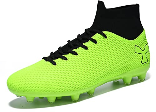 Men's Soccer Cleats Football Cleats for Mens Big Boys High-Top Spikes Shoes for Youth Professional Training Turf Indoor Outdoor Sneaker Green,10