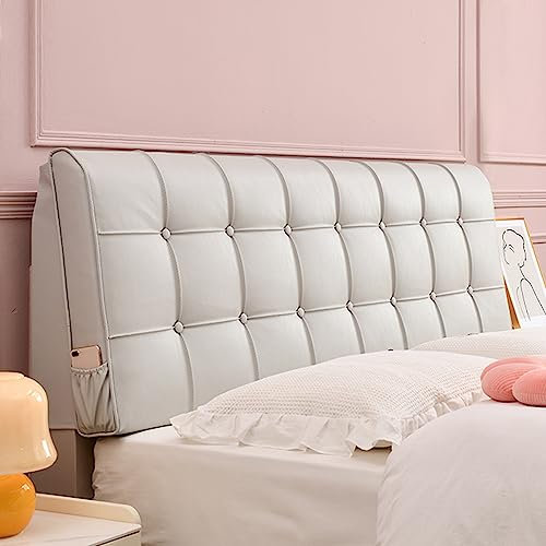 ZZYK Kopfteil Am Bett, Große Gepolsterte Wandkissen-Rückenlehne Aus Kunstleder Für Tagesbett, Schlafzimmer, Erkerfenster,Verwendung Mit Kopfteil,Grau,59/Queen