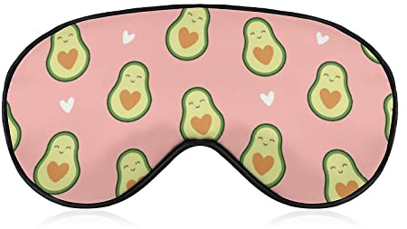Schlafmaske mit niedlichen Avocado-Herzen, Augenbinde zum Schlafen, elastische Verdunkelungs-Augenmaskenabdeckung für volle Nachtruhe, Reisen und Nickerchen