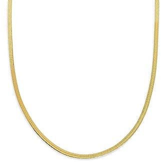 SINGULARU - Collar Lisse S. Acero inoxidable con Baño en Oro de 18 Kt. Cadena Plana de Talla Única 40 cm con Alargador. Joyas para Mujer