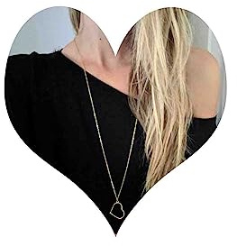 TseenYi Boho Heart Pendant Necklace Gold Heart Necklace Open Floating Heart Love Pendant Necklace Long Heart Chain Necklace Minimalist Love Pendant Neckalce Jewelry for Women and Girls