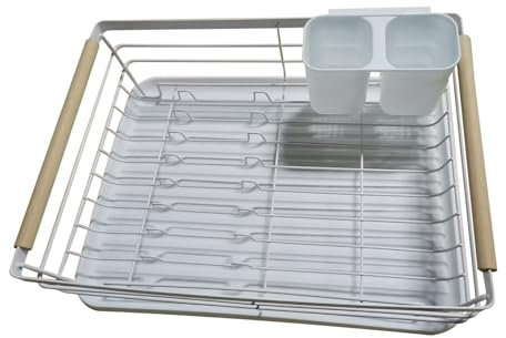 NCONCO Küchen-Abtropfgestell mit abnehmbarer Abtropfschale, Geschirrabtropfgestell für Utensilien und Besteckhalter, Eisendraht, Abtropfgestell für Küchentheke