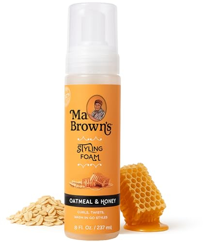 Ma Browns Oatmeal and Honey Curl Styling Foam, Lightweight Formula for Curls 8 Oz,237 ml – Defines curls without buildup, controls breakage, nourishes coils with oatmeal, honey & coconut oil