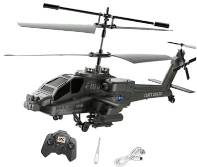 LOVIVER Ferngesteuerter Hubschrauber, Spielzeug-RC-Helikopter, 1 Schlüssel zum Abheben/Landen, Flugzeugmodell, Gyro-Stabilisator mit Lichtern für Jungen und, Grün
