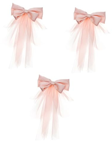 Holibanna 3St Brautschleier mit Schleife Schleier für die Braut Hochzeitskleid-Schleier brautmode hochzeitsschleier Schleier für den Junggesellenabschied Schleier für die Hochzeit Stoff Rosa