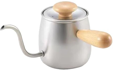 Tetera con Cuello de Cisne de 350ml con Tapa, Cafetera de Acero Inoxidable 304, Tetera con Goteo Manual, Encanto de Diseño Europeo para Experiencia Gastronómica (Color Original)
