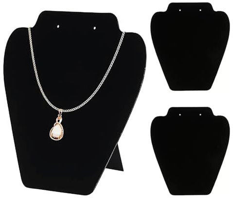 Schmuckständer aus Samt, Halskettenhalter, schwarzer Ohrring-Anhänger, Kettenhalter, 3D-Schmuckketten-Organizer, Schaufensterpuppe, Modell, Präsentationsständer, 3 Stück