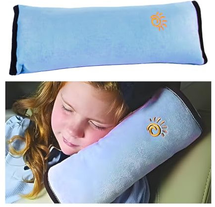 Adunsiaoto Copri Cintura Sicurezza Auto, Cuscinetto per Cintura Sicurezza Auto, Ideale Come Cuscino Supporto per Testa, Sicurezza in Auto per Bambini Cuscino Spalla Cuscino Cintura(Blu)