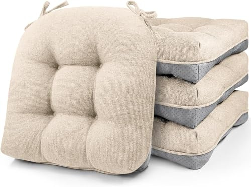 widesmile 40cmx 40cm Memory Foam Dining Chair Cushions Set of 4 Beige