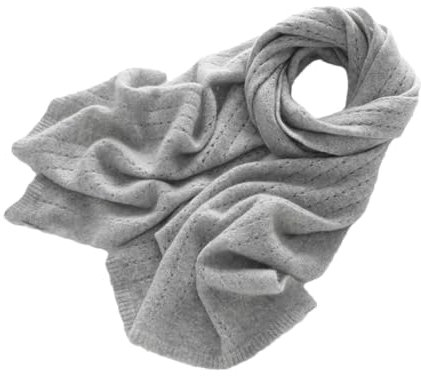 Kaschmir-Schal für Damen, weich, warm, Outdoor, einfarbig, gestrickt, langer Schal für Damen, Hellgrau 9, One size
