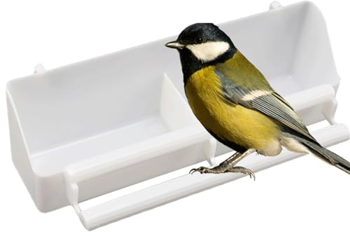 2 Pcs Bird Feeders, Bird Feeding Dish, Plastic Food Feeder Cup with Compartment, Foods Dispenser Bowl Cup, Birds Cage Feeding Bowls, for Small Birds Parrots Cockatiel Budgie Food Container
