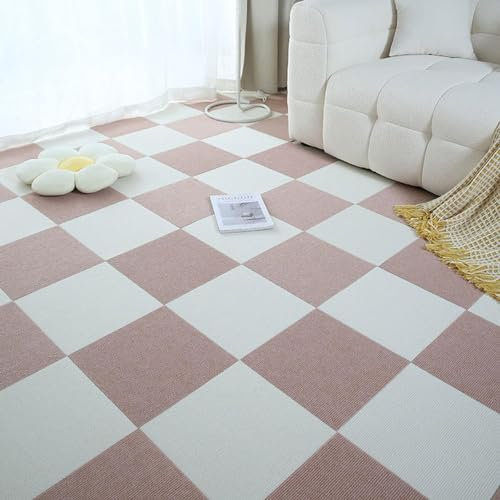 Teppichfliesen Selbstklebend Teppichfliesen für zu Hause, 30,5 x 30,5 cm, langlebige Teppichquadrate, 20/24 Stück, Selbstklebende Teppichfliesen für den Wohnbereich, abziehen und aufkleben, Schlafzim