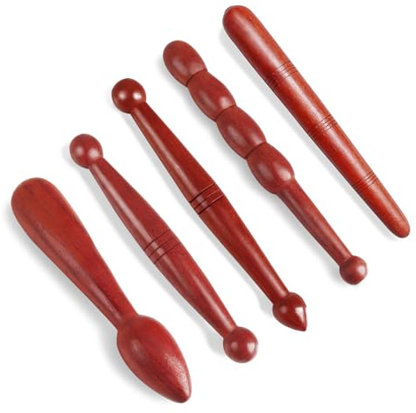 5 Stücke Massage Holz, Triggerpunkt Massagestab Maderotherapie Holz Punktsucher Bein Massagegerät Faszienstab Massage Stab für Rücken Hals Schultern Hand und Füße