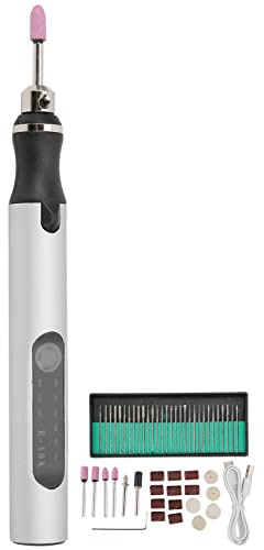 Mini incisore elettrico con 36 spille abrasive per vetro di legno metallico, ceramica, artigianato in pelle di plastica (argento)