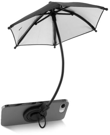 Magnetic Mobile Phone Umbrella Shade for Sun, Outdoor Phone Holder with Sun Umbrella, Adjustable Angle Cell Phones Umbrellas Suns Shade with Rotatable Ring for 16/15/14/13/12 All Phones(black)