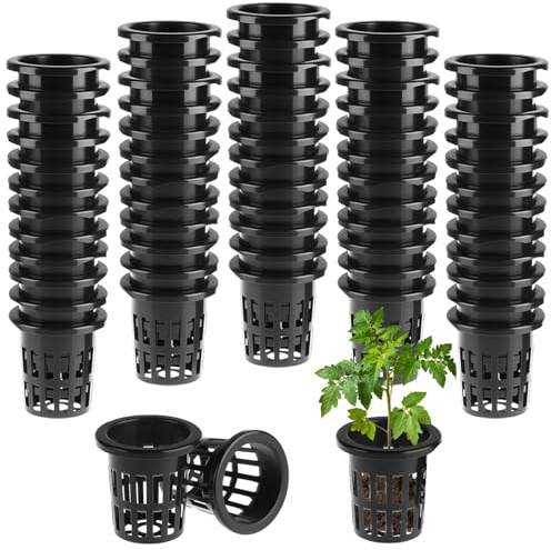 Dulynva 60 Stück Hydrokultur Pflanzkorb Teich Hydroponics Netztopf Klein Kunststoff Hydrokultur Netztöpfe Plant Net Pot 5cm Wasserkultur Pflanzkörbe für Teichpflanzen Hydroponic Supplies (Schwarz)
