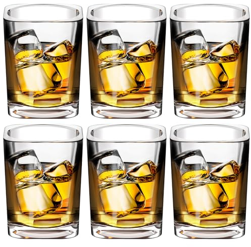 AltarreT 6 Pack Heavy Base Shot Glasses Bulk, 2.2 oz Clear Tequila Espresso Square Whiskey Shot Glass Set for Vodka, Whiskey, Tequila, Espressos, Spirits & Liquors