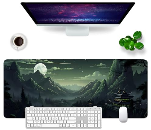 WYDUCVI Japan Mouse Mat Green Large Gaming Mouse Mat XL Desk Mat 31.5x11.8x0.12 inch keyboard Mouse Pad (Japan Retro)