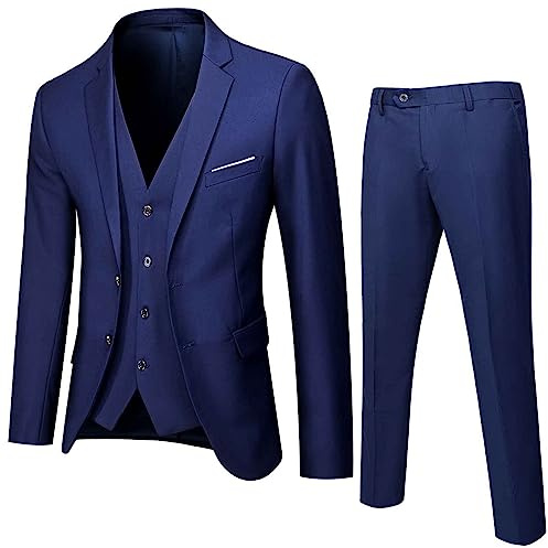 3 Piece Boys Formal Suits Set, Page Boy Wedding Prom Suit, Button Down Blazer Boy Suit 12-18 Years UK Teen Boys Regular Fit Wedding Party Casual Jacket Vest Trousers Coat